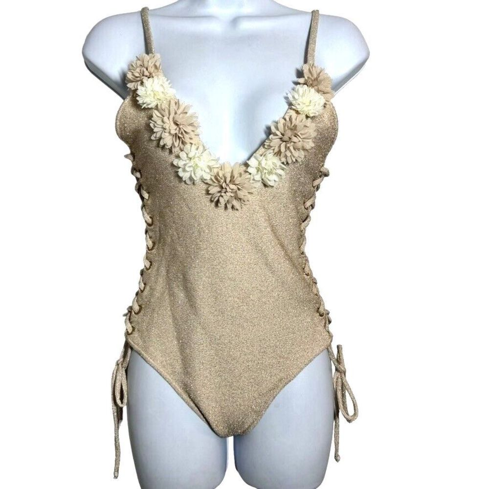 Capittana gold biana one piece swimsuit size Medium NWT